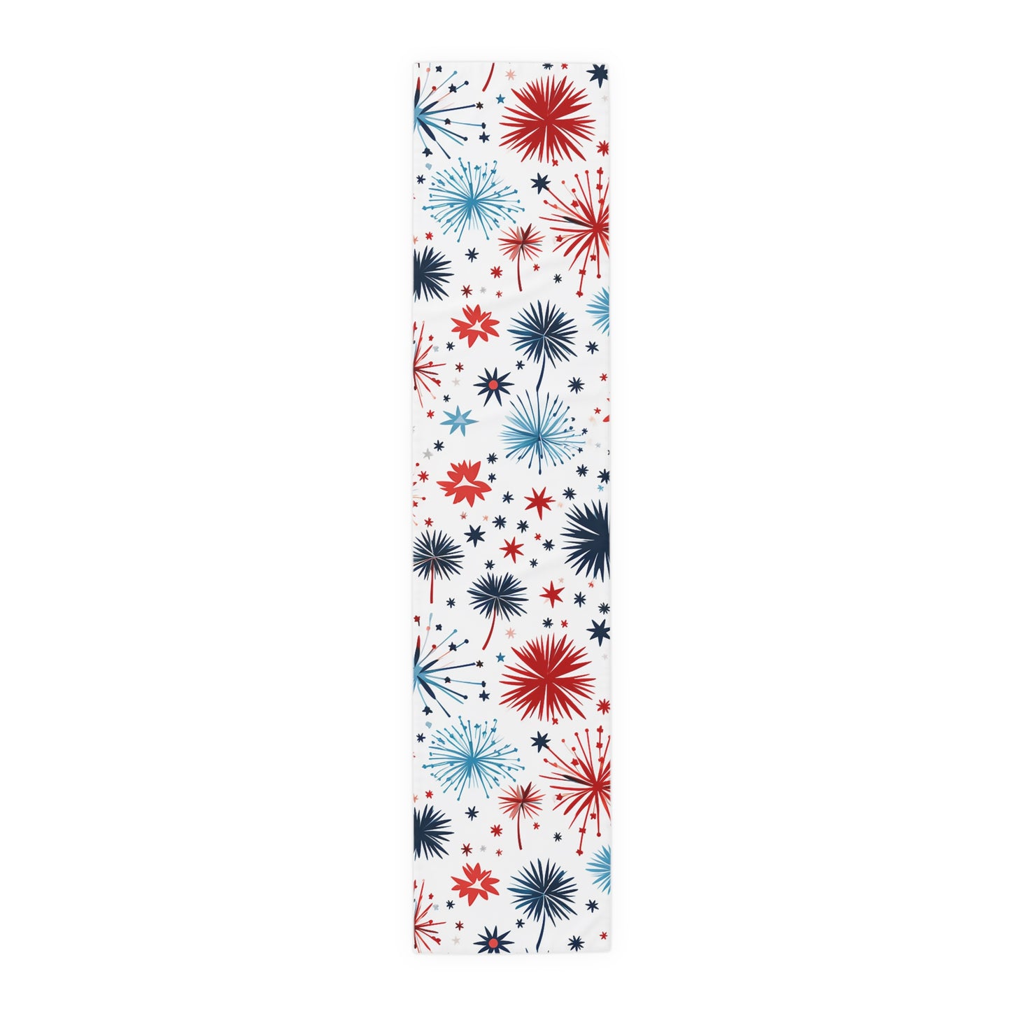 Starburst Holiday Table Runner — Blue & Copper Firework Pattern