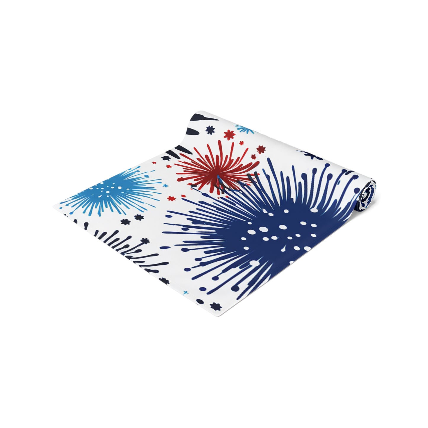 Firework Floral Table Runner — Navy & Copper Cotton-Blend Dining Decor